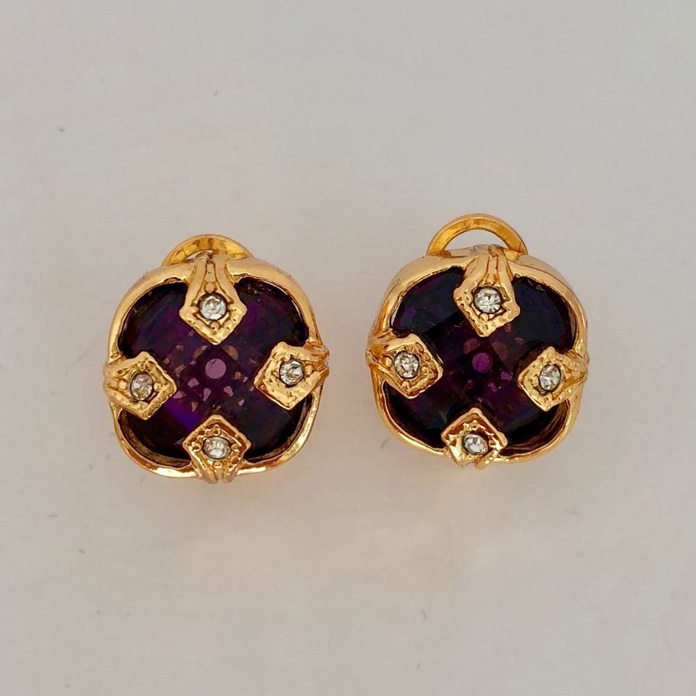 EXQUISITE Earrings Purple/Black CZ Accents